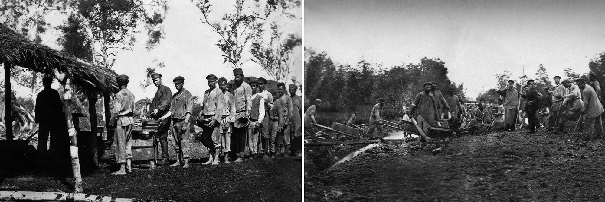 Арестанты каторги на полевых работах в окрестностях Дуйской тюрьмы, 1890–1891. Фото: Иннокентий Павловский | Гос.литературный музей | Цифровая копия Liberty.SU