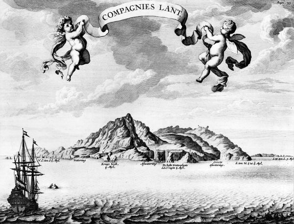 Рисунок, сделанный командой «Castricum» (1643) на фоне земли «Compagnies Lant» 